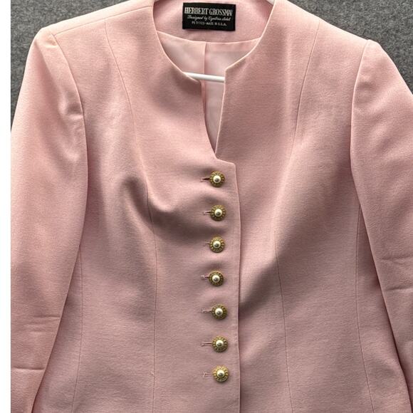 Herbert Grossman Cynthia Sobel Vintage Barbie Pink Pearl Button Skirt Suit 12 - Picture 3 of 11
